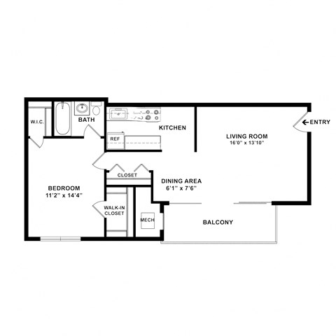 a floor plan of a house with a bedroom and a living room at GrandView Apartments, Virginia, 22041